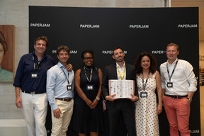 Nicolas Leclercq (Packaging Lux) on the left, Féliciana Morais (Fenmor Accountax Solutions) and Mikaël Spezzacatena (Paperjam Club), Aline Ferreira B Dos Santos (Fenmor Accountax Solutions) in the centre. (Photo: Janel Studio/Paperjam)