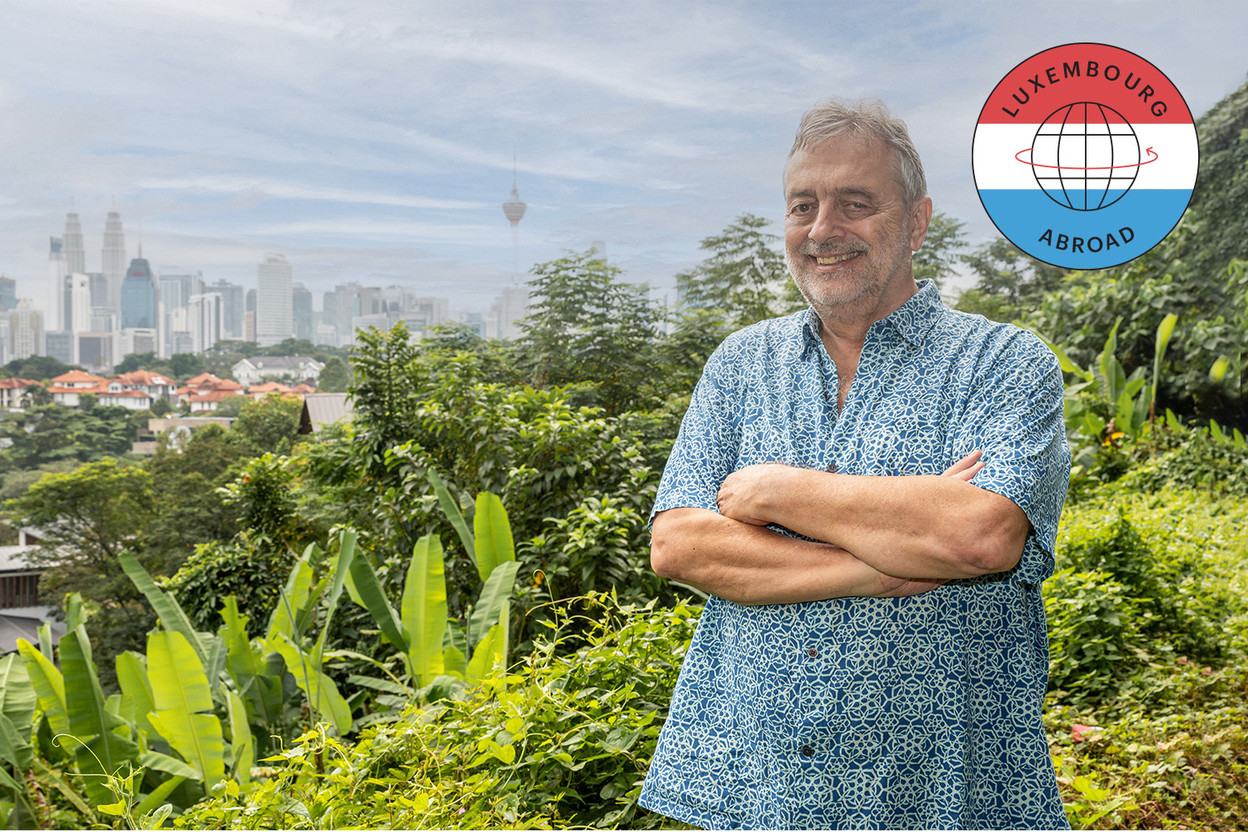 Jean-Claude Steinmetz with the Kuala Lumpur skyline: the Petronas Towers to the left and the Kuala Lumpur Tower in the centre.  Photo: Private