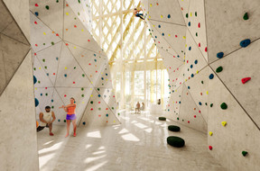 The climbing gym is one of the key attractions of the new campus. Illustration: Jim Clemes Associates, LD Architecten