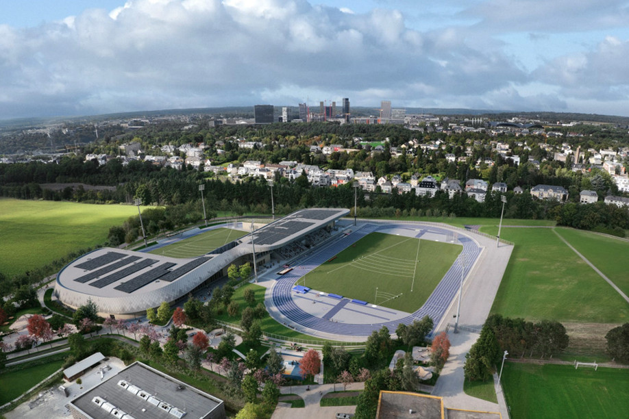 Visualisation of the future Hamm stadium, scheduled for full delivery in 2029.  (Photo: © Jonas Architectes, Best Ingénieurs Conseils, Betic Ingénieurs Conseils, Schroeder & Associés Ingénieurs Conseils, Büro Ernst Landschaftsplaner, Dutt & Kist Gmbh Landschaftsarchitekten, Janusch.co)