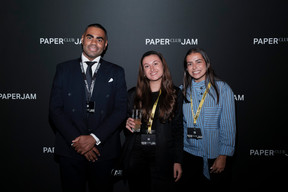 Willy Effantin (EY Luxembourg), Carla Marques and Léa Brudermann (Paperjam). (Photo: Jan Hanrion/Paperjam)