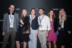 Benoit Billiotte (Adveez), Aurore Jurga (Belair Psychology Practice), Anne-Catherine Marin (De Belsch Traiteur), Gianni Terrana (Nalios), Frédérique Davister and Catherine Warnotte (Sedna Capital). (Photo: Jan Hanrion/Paperjam)