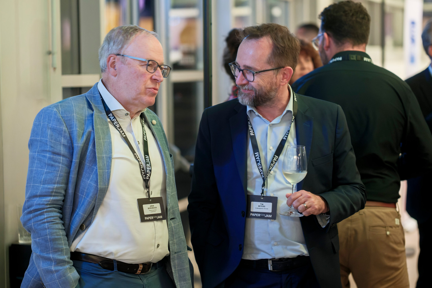 Johan Bierebeeck (GraydonCreditsafe Luxembourg) and Tim Beyers (TB Management Services). (Photo: Jan Hanrion/Paperjam)