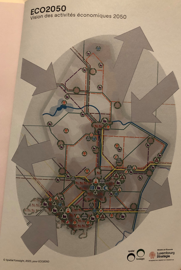 Vision des activités économiques en 2050. (Photo issue du livre remis par Luxembourg Stratégie)