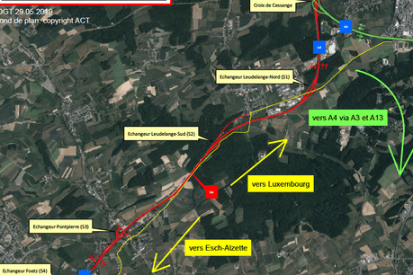 Des barrages seront notamment mis en place entre la croix de Cessange et la jonction d’Esch dans les deux sens. (Photo: Administration des ponts et chaussées)