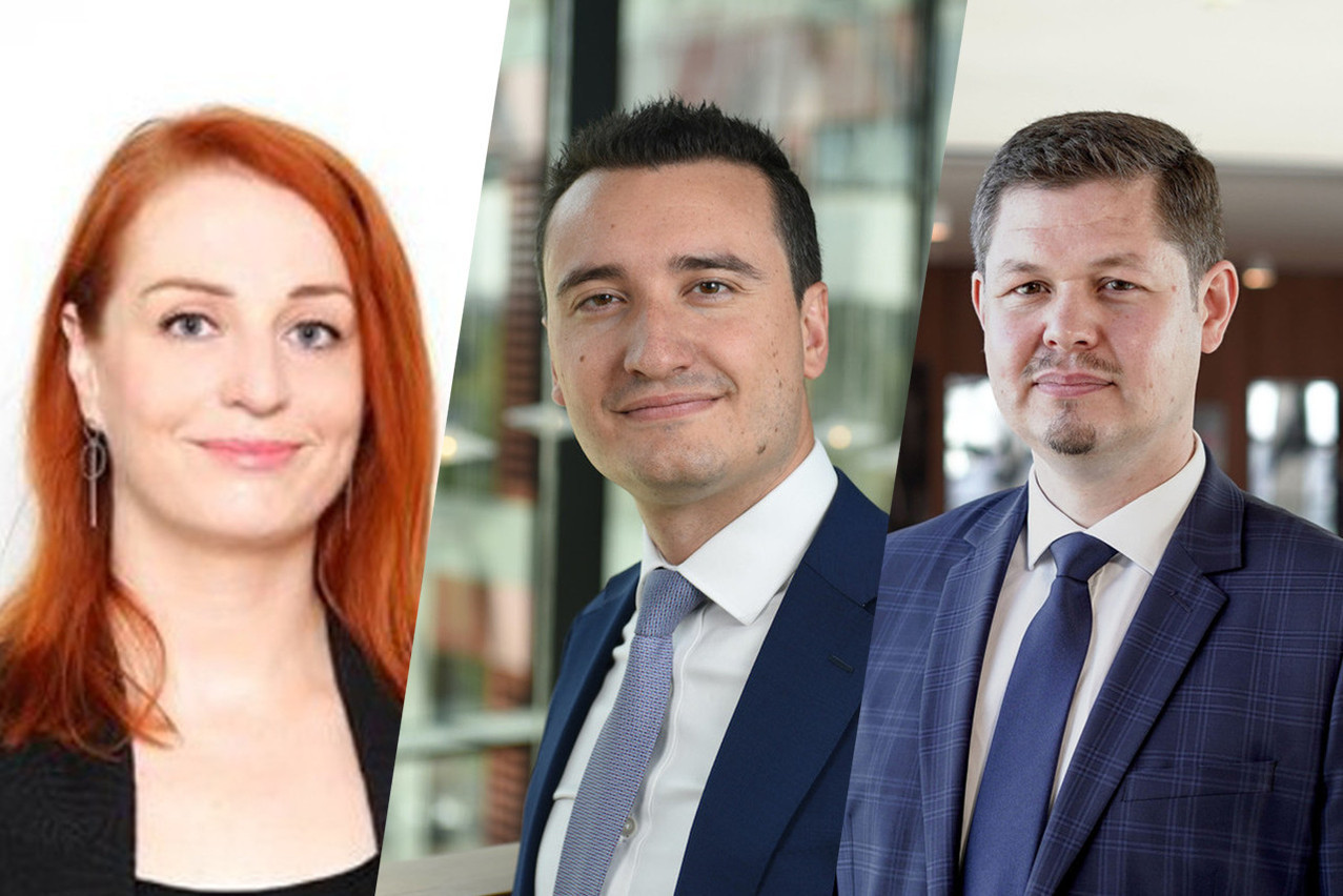 The new obligations could be in place as early as the end of 2025. Pictured (left to right): Marilyn Rinck (ABBL), Dorian Rigaud (EY) and Benjamin Accadia (EY). Photos: Marilyn Rinck LinkedIn page; EY Luxembourg / Montage: Maison Moderne
