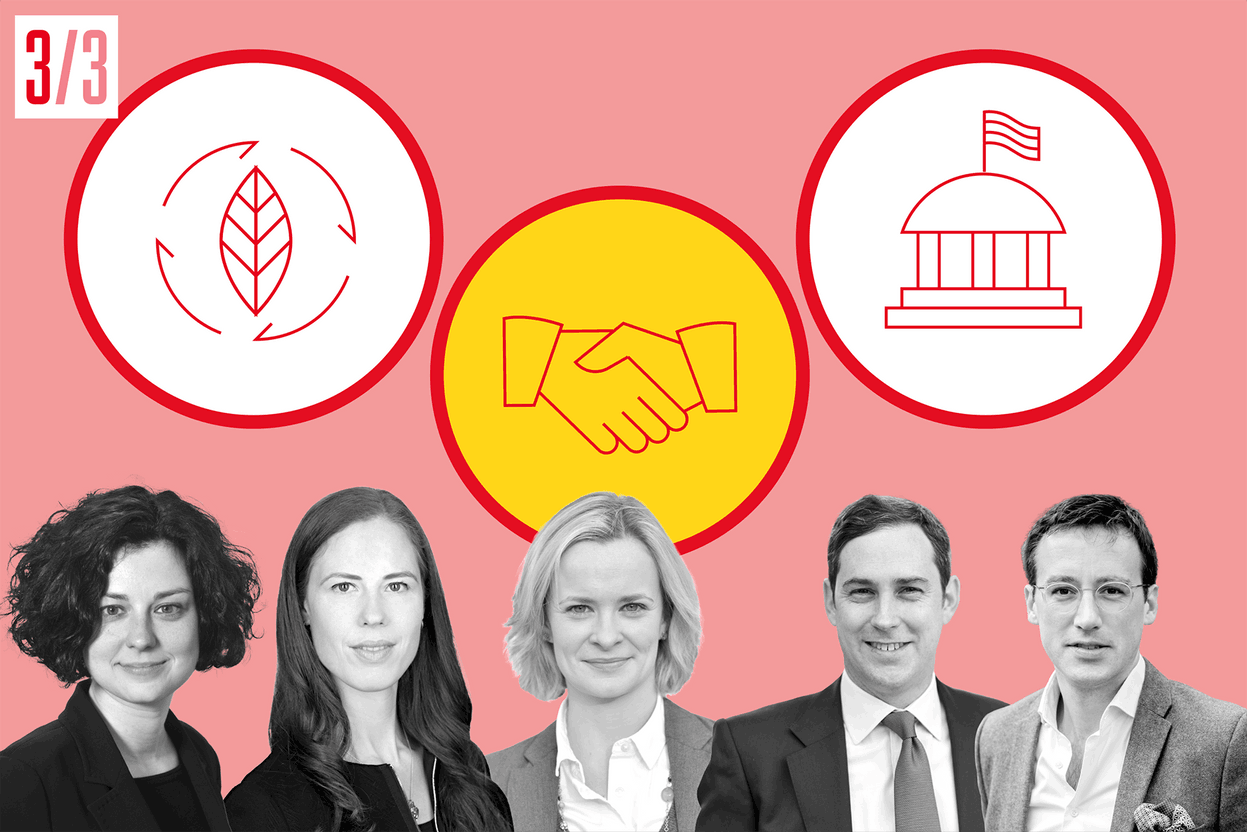 Ursula Marchioni (BlackRock), Ewa Jackson (BlackRock), Aurélie Ratte (MSCI), Carey Evans (BlackRock) & Victor van Hoorn (Eurosif). Maison Moderne