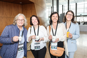 Nathalie Faure (on left), Magali Armagnac (second from left) and Laurence Vandecasteele (second from right), all with AllianceBernstein. Photo: Marie Russillo/Maison Moderne