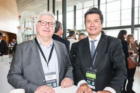 Selim Saykan of Eastspring Investments and François-Kim Hugé of Deloitte seen attending the Cross-Border Distribution Conference, 16 May 2024. Photo: Marie Russillo/Maison Moderne