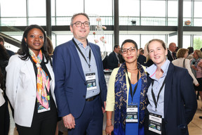 Stephane Pesch at the Luxembourg Private Equity & Venture Capital Association (second from left), Hind El Gaidi at ICG (second from right), Eléonore de Potesta at Converginvest Capital Partners. Photo: Marie Russillo/Maison Moderne