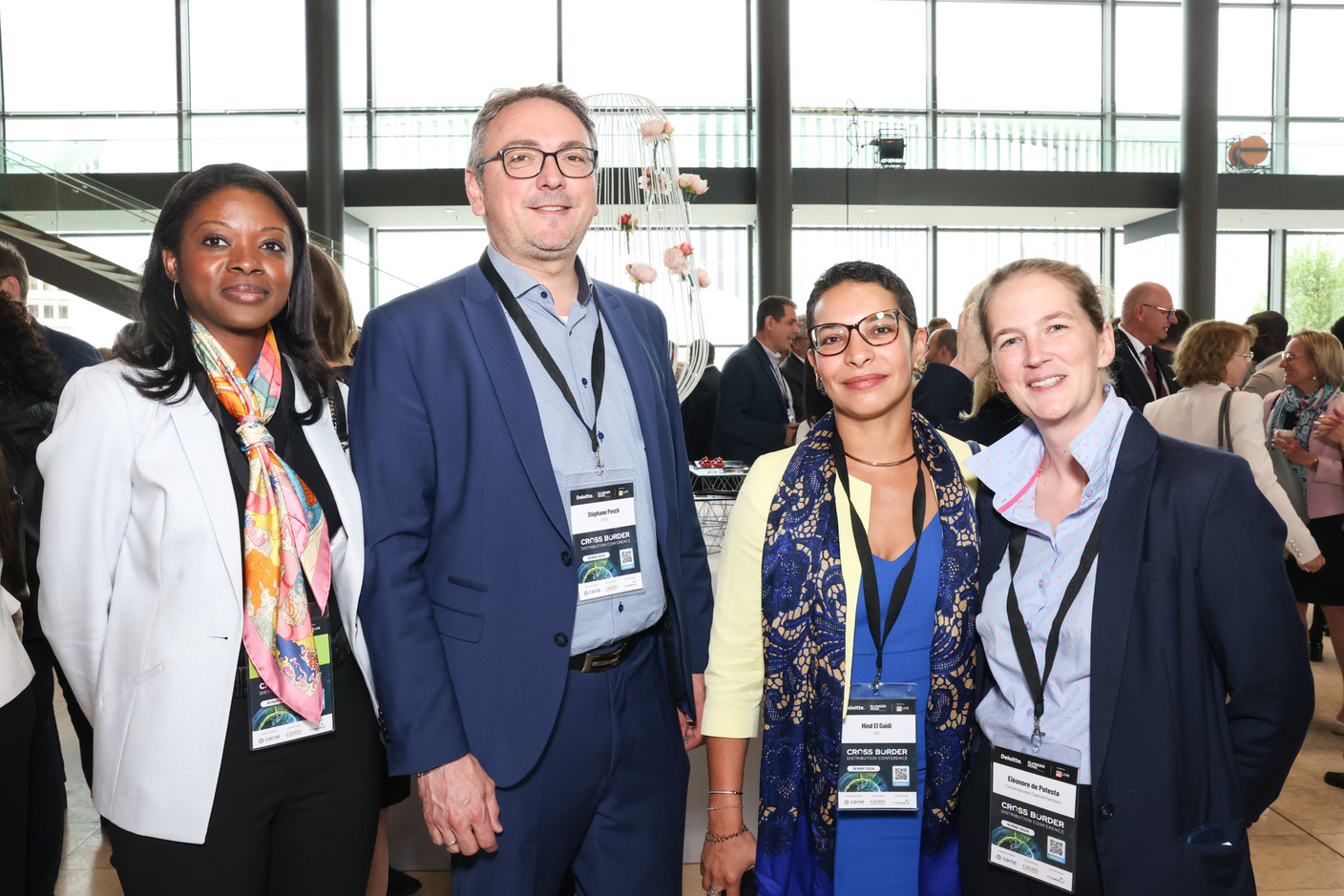 Stephane Pesch at the Luxembourg Private Equity & Venture Capital Association (second from left), Hind El Gaidi at ICG (second from right), Eléonore de Potesta at Converginvest Capital Partners. Photo: Marie Russillo/Maison Moderne