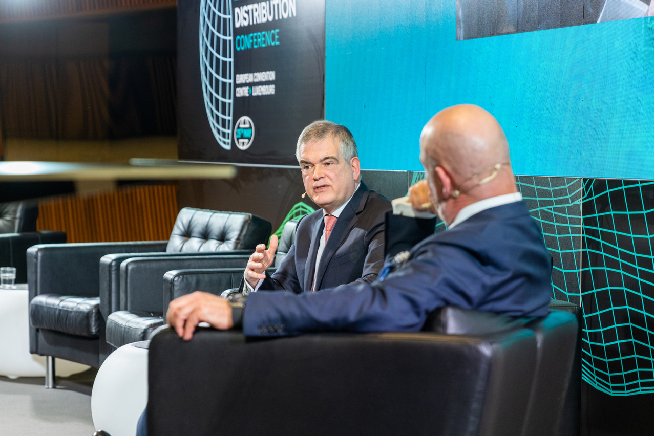 Claude Marx, director general of the Luxembourg Financial Sector Supervisory Commission (CSSF), said that the use of AI in the financial industry was “a positive thing” but that risks need to be catalogued and managed. He was speaking during the Elvinger Hoss Annual Regulatory Forum, 5 June 2024. Library picture: Claude Marx seen speaking at the Cross-Border Distribution Conference, 25 May 2023. Photo: Romain Gamba/Maison Moderne