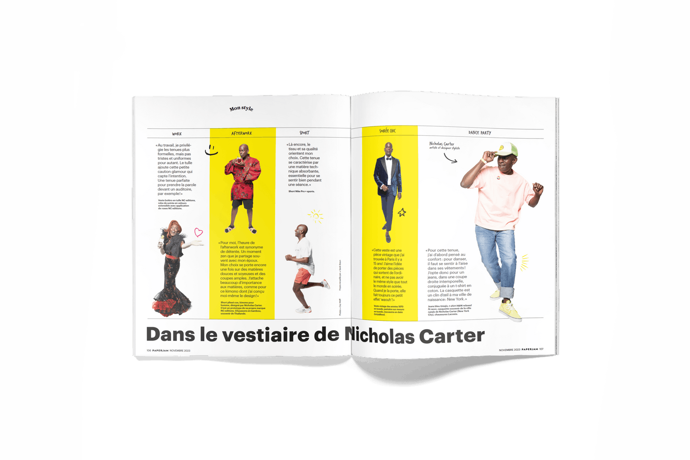 Nicholas Carter présente ses tenues fétiches. (Photos: Guy Wolff)