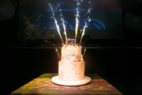 The anniversary cake, seen at the Association of the Luxembourg Fund Industry’s 35th anniversary celebration, 6 July 2023. Photo: Alfi