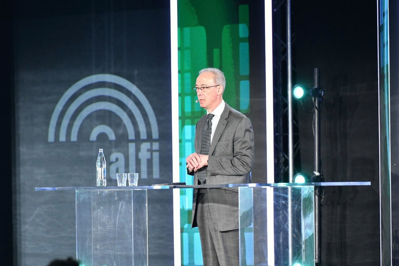 Carl Tannenbaum, chief economist at Northern Trust, delivered a keynote speech that covered tariffs during Alfi’s Global Asset Management conference in Kirchberg, 25 March 2025. Photo: Alfi