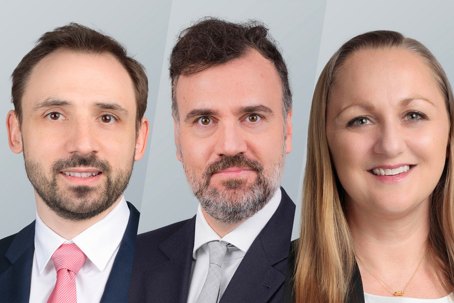 Thomas Berger, Sylvain Cailleau and Catherine Di Lorenzo have been promoted to partner positions at legal firm Allen & Overy.  Photo: Allen & Overy