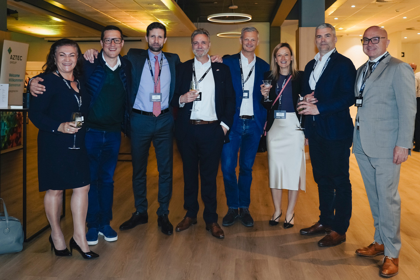Sylvie Rodrigues, Loic Choquet (Apex Fund Services), Darren Robinson (Anderson Wise), Alan Dundon (L3A), Agnieszka Parisse (Anderson Wise), Jonathan Prince (Finologee), et Denton Lilley (House Dream). (Photo : Virginie Willemet/VYou)