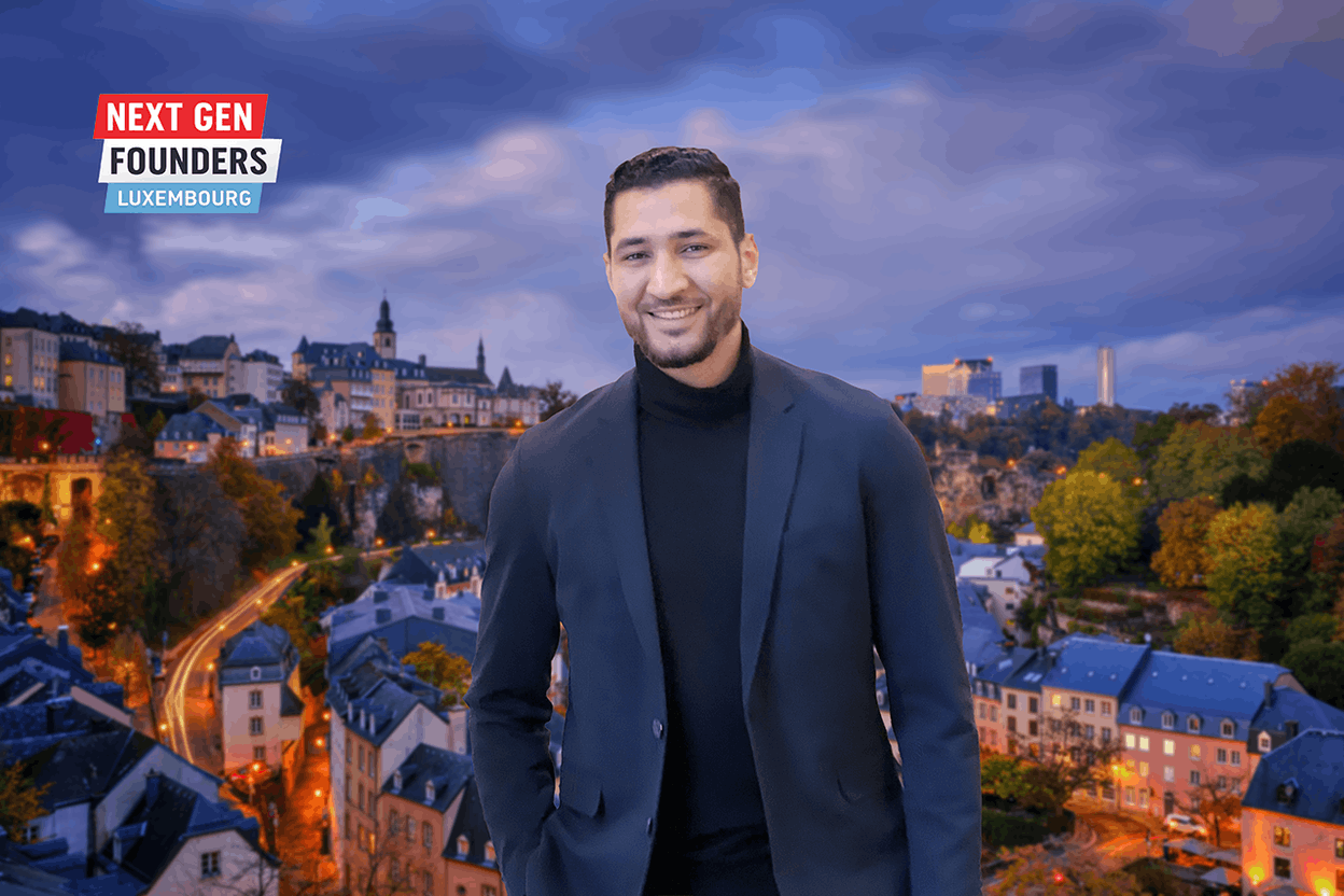 Amine Khobba, 31, is the entrepreneur behind Coacheey, a Luxembourg-based platform connecting sports and wellness coaches with clients while helping coaches manage their business.  (Photos: Amine Khobba, Shutterstock. Layout: Paperjam)