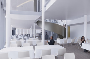A sculptural staircase will allow access to the restaurant directly from the foyer. Illustration: 2 P Architectes & Associés, CBA Architectes