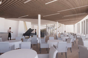The ceiling of the restaurant will be designed in two different ways, creating two distinct atmospheres. Illustration: 2 P Architectes & Associés, CBA Architectes