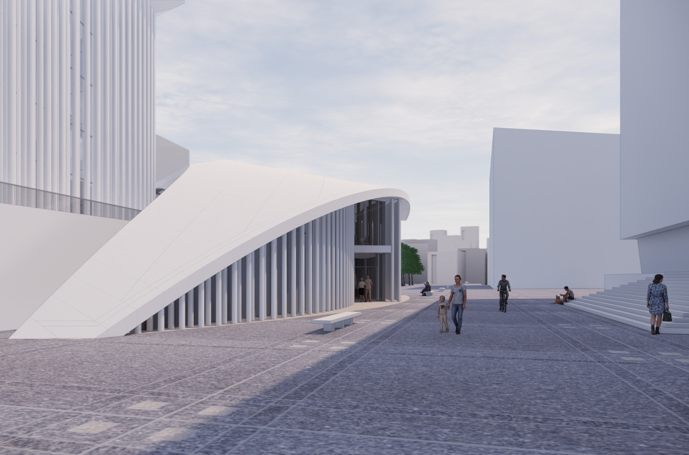 The extension is positioned opposite the Schuman building. Illustration: 2 P Architectes & Associés, CBA Architectes