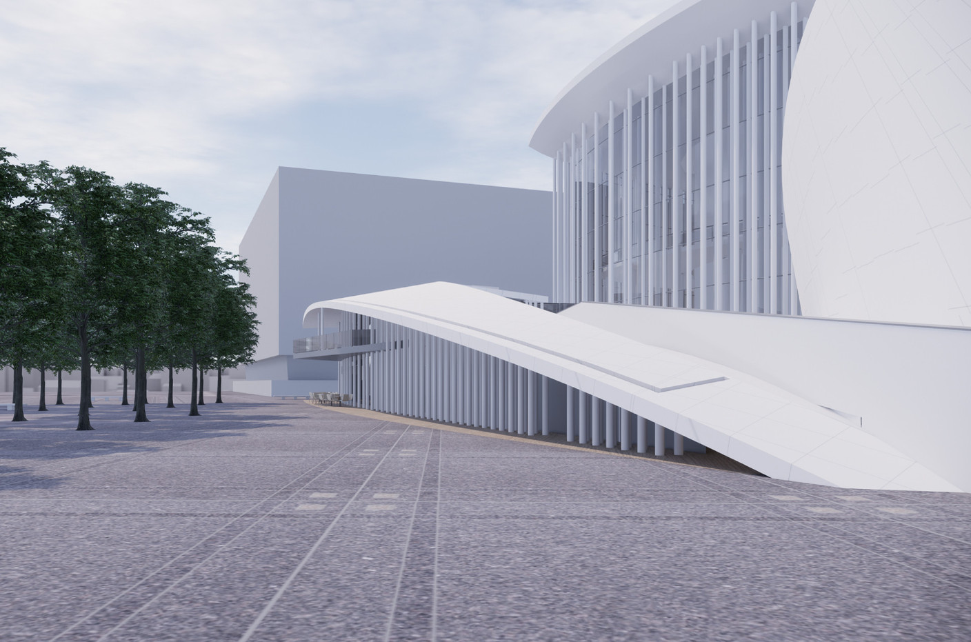 White-tinted photovoltaic panels will be integrated into the roof of the extension. Illustration: 2P Architectes & Associés, CBA Architectes