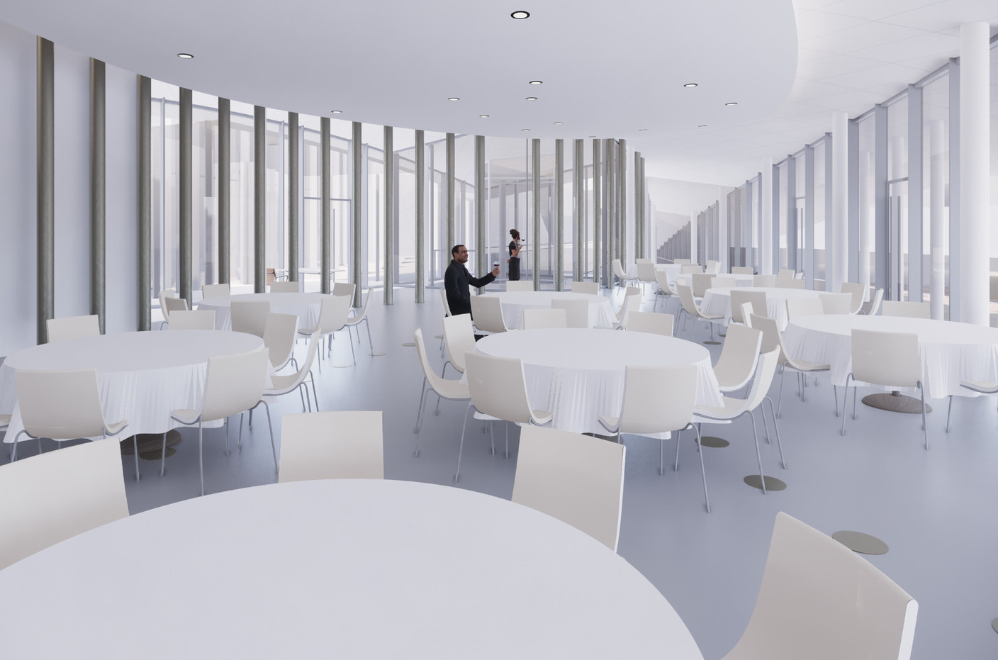 The multi-purpose hall can be used for private events, such as sit-down dinners. Illustration: 2 P Architectes & Associés, CBA Architectes