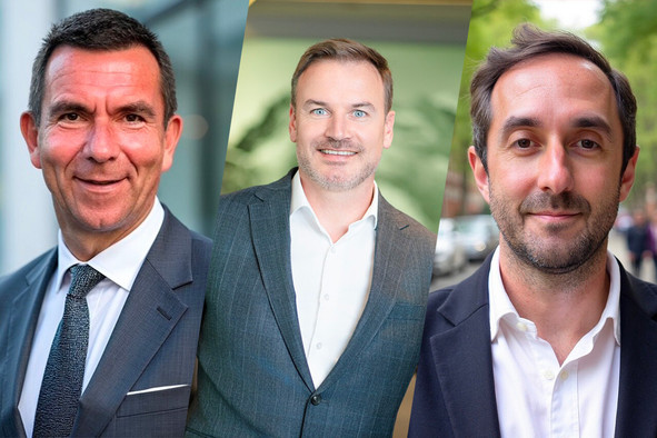 Les dirigeants d’Induna, Eric Leclerc et Thomas Lieben (à gauche et à droite), intégreront l’équipe de direction d’Ancorius, dont le CEO est Johan van den Berg (au centre). (Photos: Ancorius; montage Paperjam)