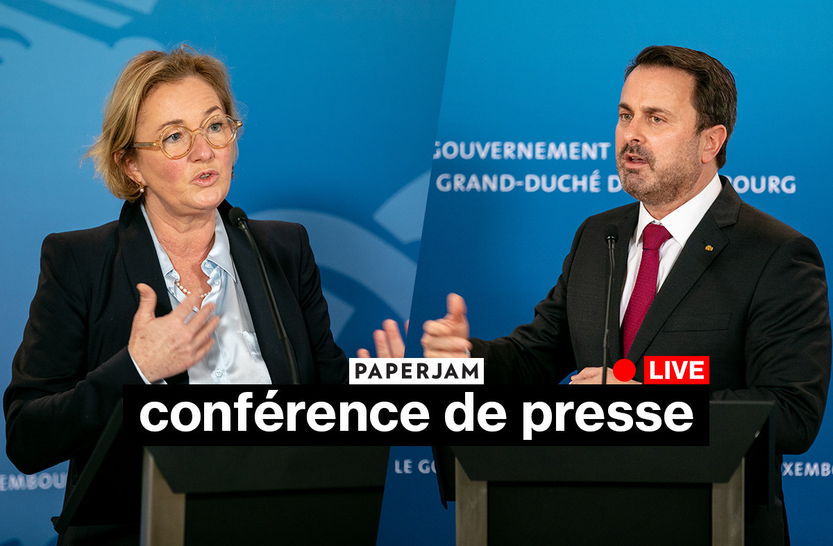 Paulette Lenert et Xavier Bettel se présenteront face à la presse à partir de 15h. (Montage: Maison Moderne)