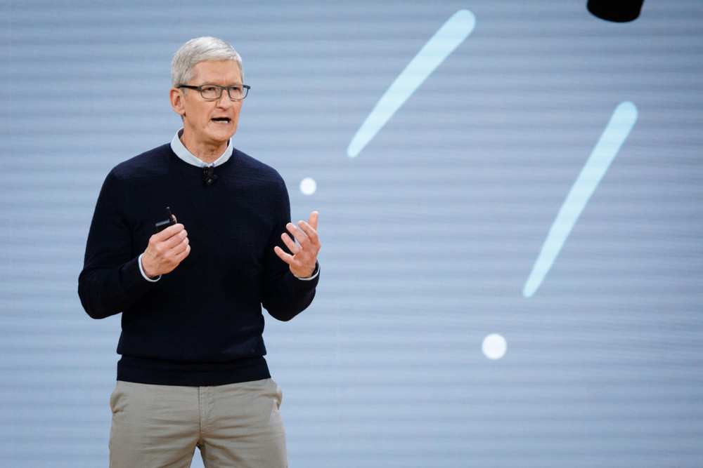 Tim Cook a présenté les nouveautés lancées par Apple depuis le siège de la firme à Cupertino. (Photo: Shutterstock)