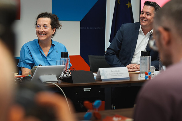(de g. à dr.) Beryl Koltz, responsable de LuXembourg, Let’s Make It Happen; Lex Delles, ministre de l’Économie, des PME, de l’Énergie et du Tourisme. (Photo: MECO)