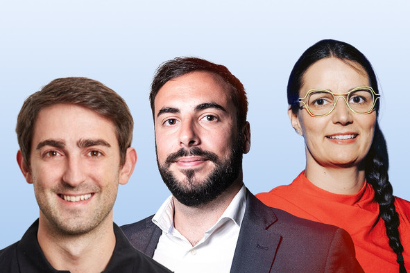 De gauche à droite: Mathieu Cottin, cofondateur de Tokeny; Alvaro Garrido Mesa, fondateur de Legal Node; et Emilie Allaert, fondatrice de Digital Minds. (Photos: LinkedIn, Paperjam/archives; montage: Paperjam)