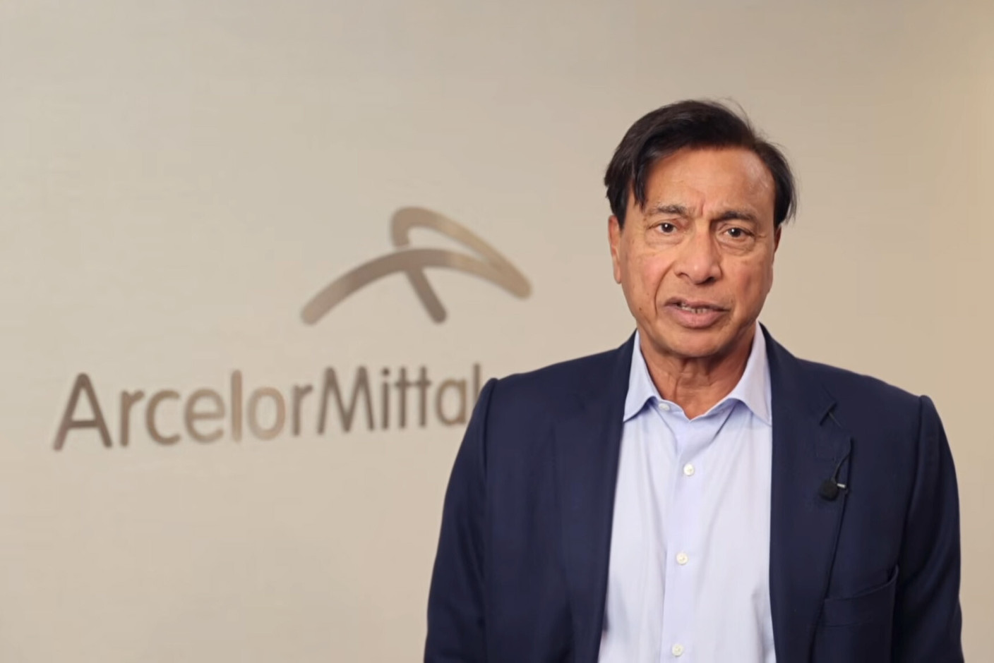 “I sincerely believe that the merger has created a stronger company, one that benefits from greater scale, better diversification, greater resilience and a broader strategic reach,” said Lakshmi Mittal. (Screenshot from ArcelorMittal’s message)