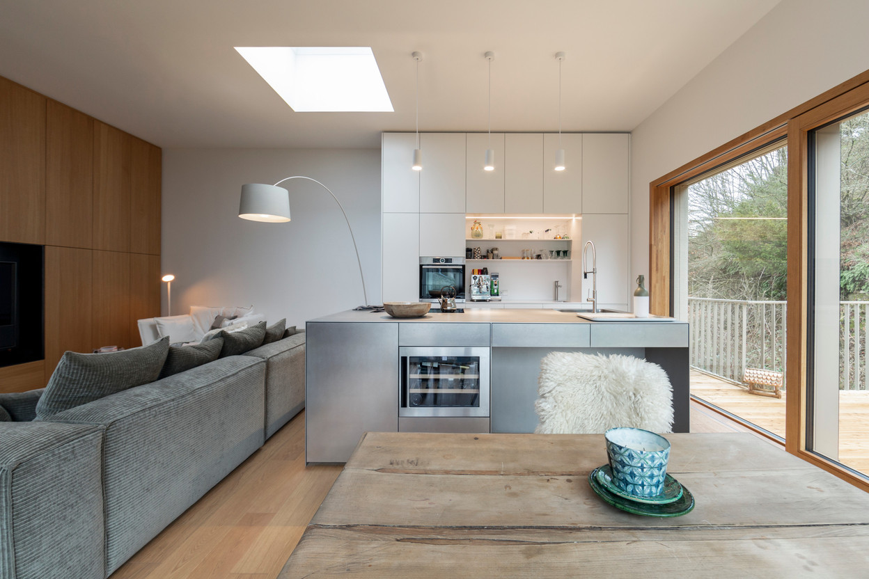 The top floor of this new building in Luxembourg boasts generous ceiling heights. Photo: Patty Neu