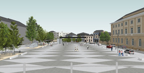 La place Léopold telle qu’elle sera à partir d’août 2024.  (Photo: ville d’Arlon)