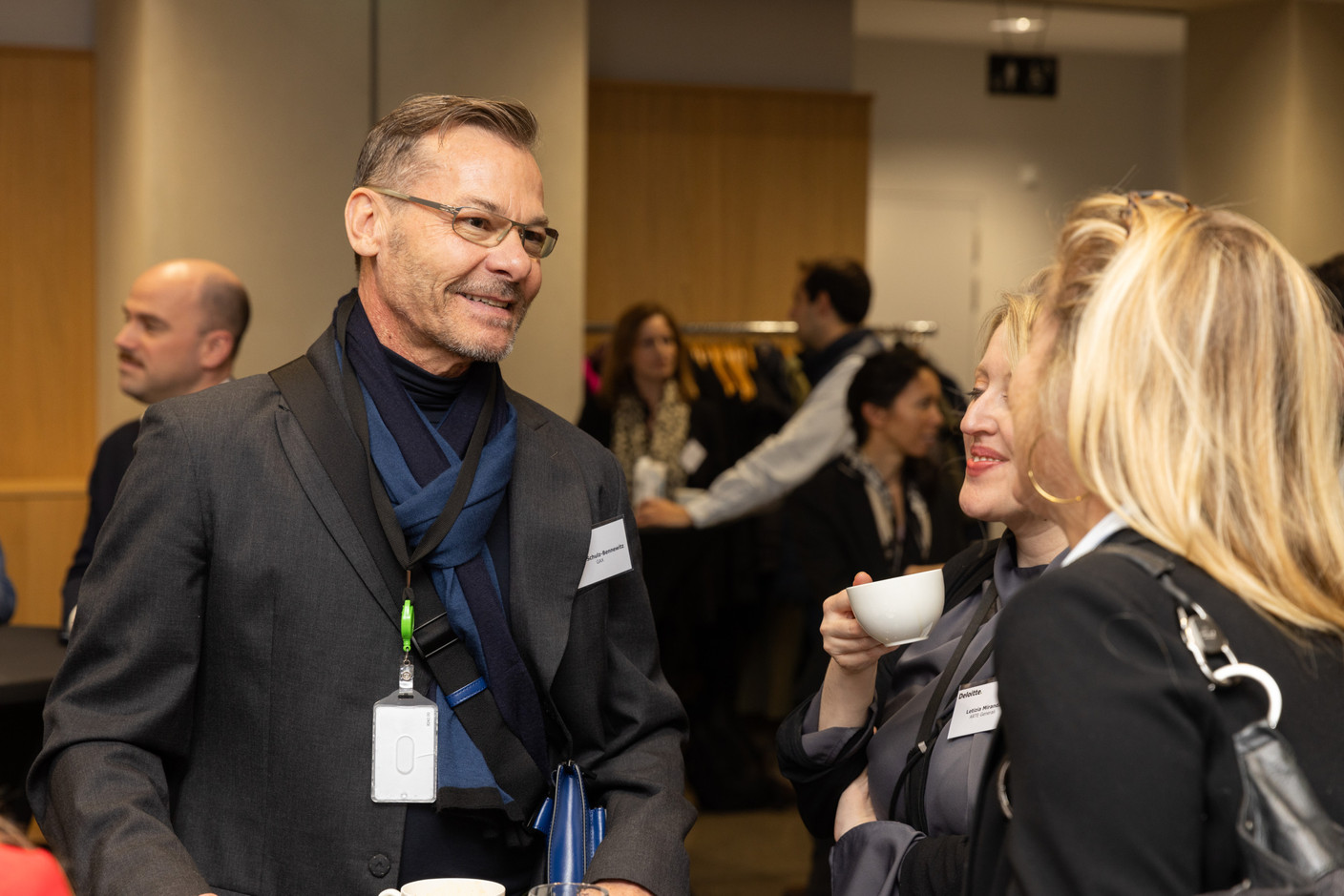 Gerrit Schulz-Bennewitz (GAX) and Letizia Miranda (Arte Generali) at Deloitte Luxembourg for the 15th Deloitte Private Art & Finance Conference, which took place on Tuesday 21 November 2023. Photo: Romain Gamba/Maison Moderne