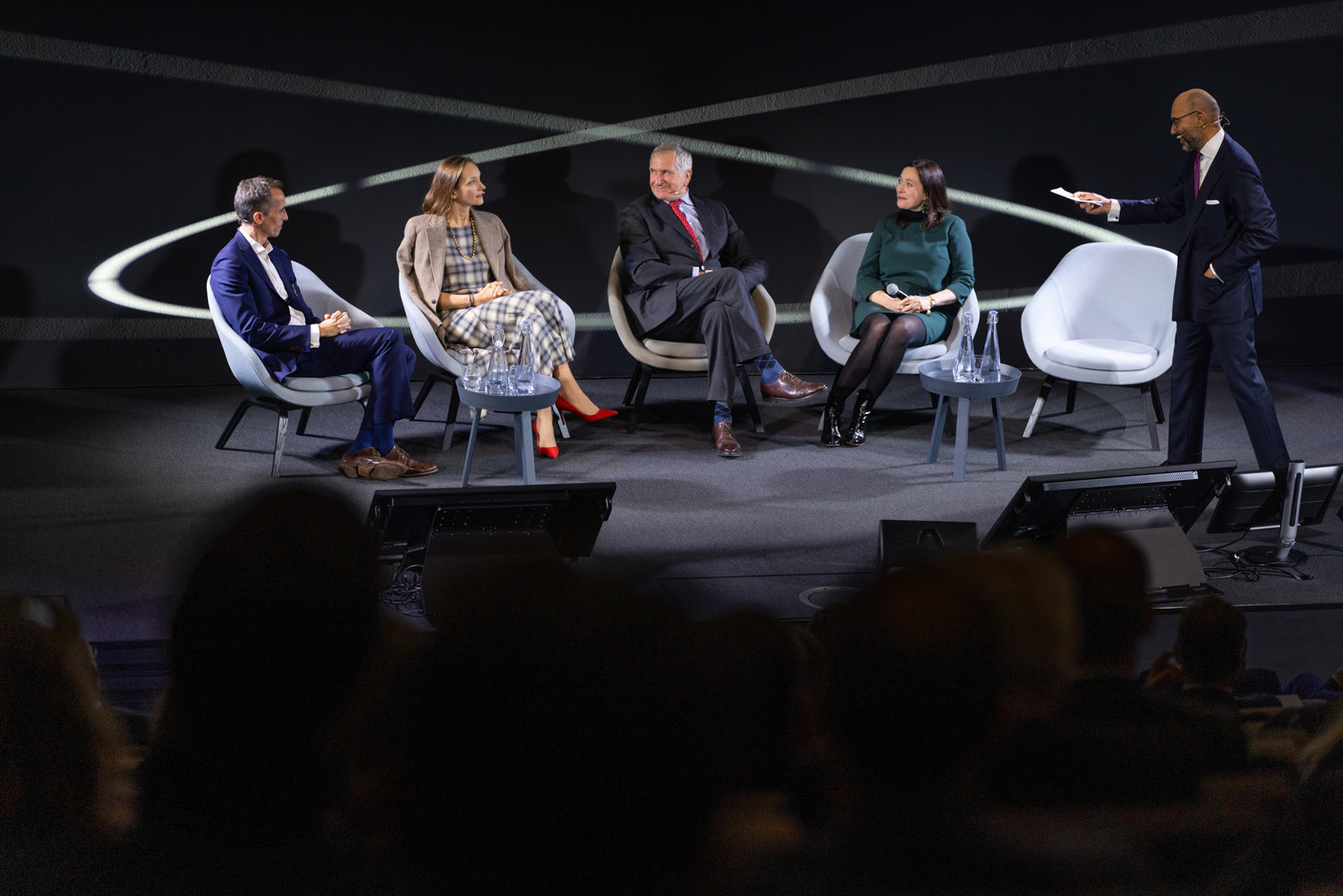 Thomas Galbraith (Barker), Masha Faurschou (Artrium), Italo Carli (Arte Generali Italy) and Sophie Perceval (Wondeur) participated in a panel that focused on family offices' best practices for collection management & opportunities offered by new technologies and fractional ownership during the 15th Deloitte Private Art & Finance Conference, which took place on Tuesday 21 November 2023. Andrea Circi (Deloitte Italy) was the moderator. Photo: Romain Gamba/Maison Moderne