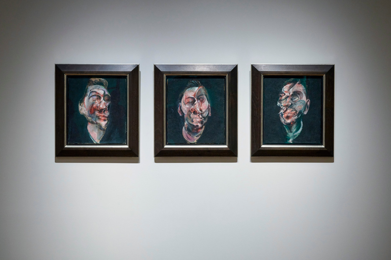 «Three Studies for Portrait of George Dyer» (1963) : huile sur toile en trois parties de chacune 35,5 x 30,5 cm. (Photo: Tom Lucas/MNAHA)