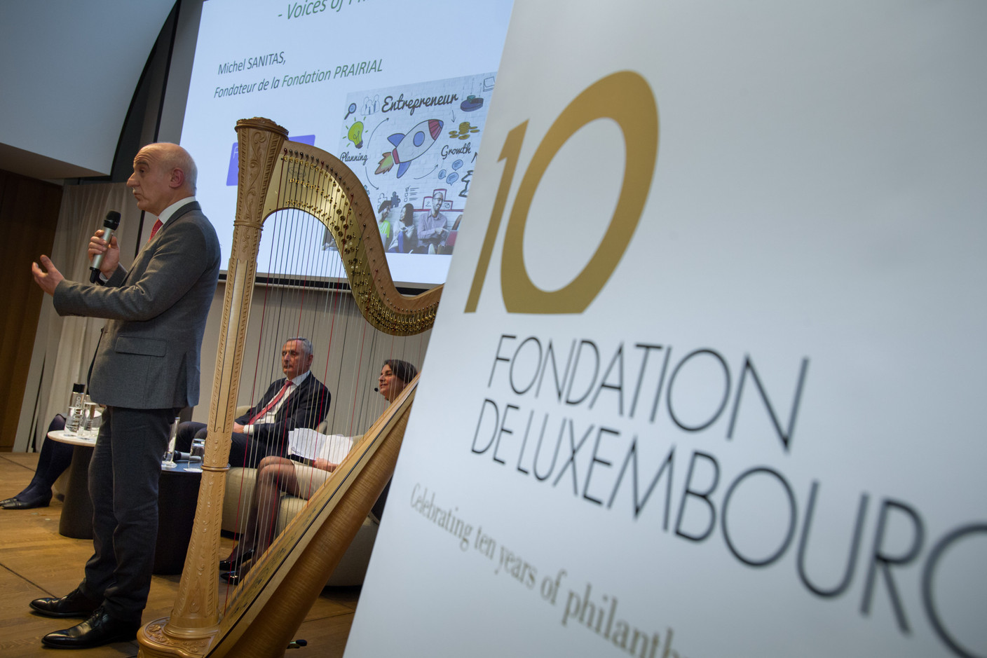 2019 archive photo shows Michel Sanitas (Fondation Prairial) at the tenth anniversary of the Fondation de Luxembourg, one of 219 foundations in Luxembourg Photo: Nader Ghavami 
