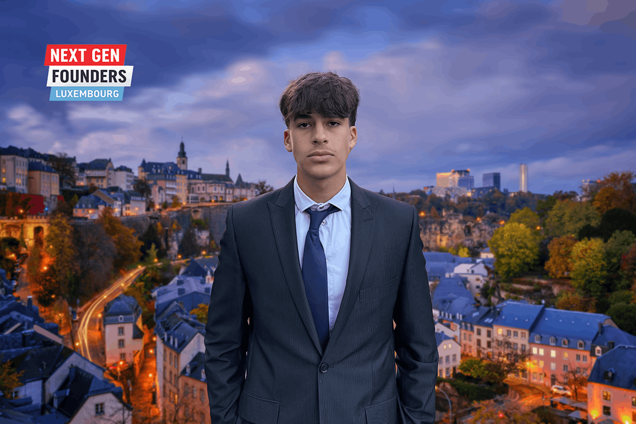 Liam Bahbout, 18, co-founder of Leftlovers, a platform that enables retailers to resell their unsold stock. Photos: Liam Bahbout/Shutterstock. Montage: Paperjam