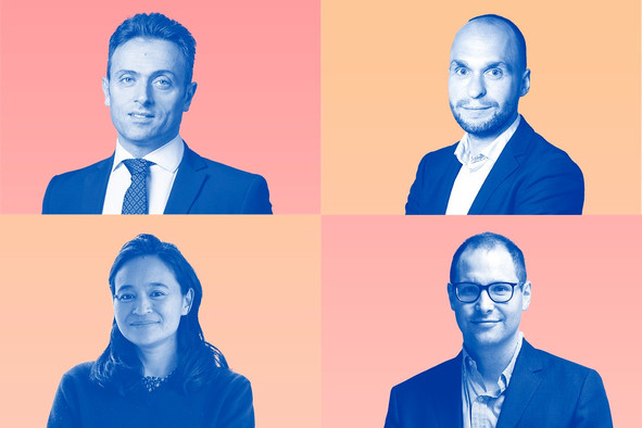 De gauche à droite et de haut en bas: Livio Gambardella, Sébastien Labis, Muriel Sam et Paul Nathan. (Photos: DR. Montage: Maison Moderne)
