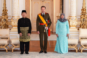 New Brunei ambassador to Luxembourg and Belgium Haji Adnan bin Haji Mohd. Ja'afar and his wife pose with the grand duke Maison du Grand-Duc