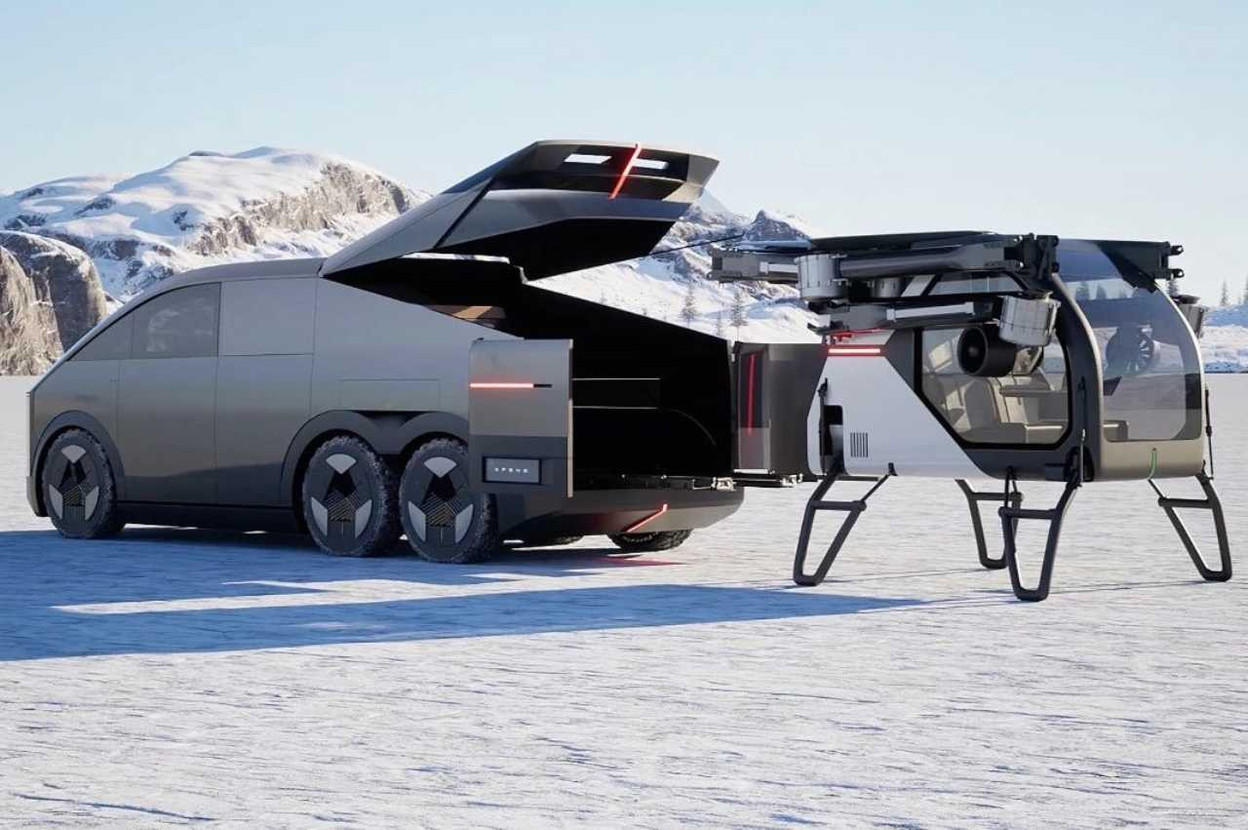 The Xpeng prototype, an “SUV” containing a helicopter, has already attracted 3,000 orders, according to the Chinese manufacturer, and is part of a wider movement towards vertical as well as horizontal mobility. The model was presented in China in September and in Las Vegas this week. Photo: Xpeng