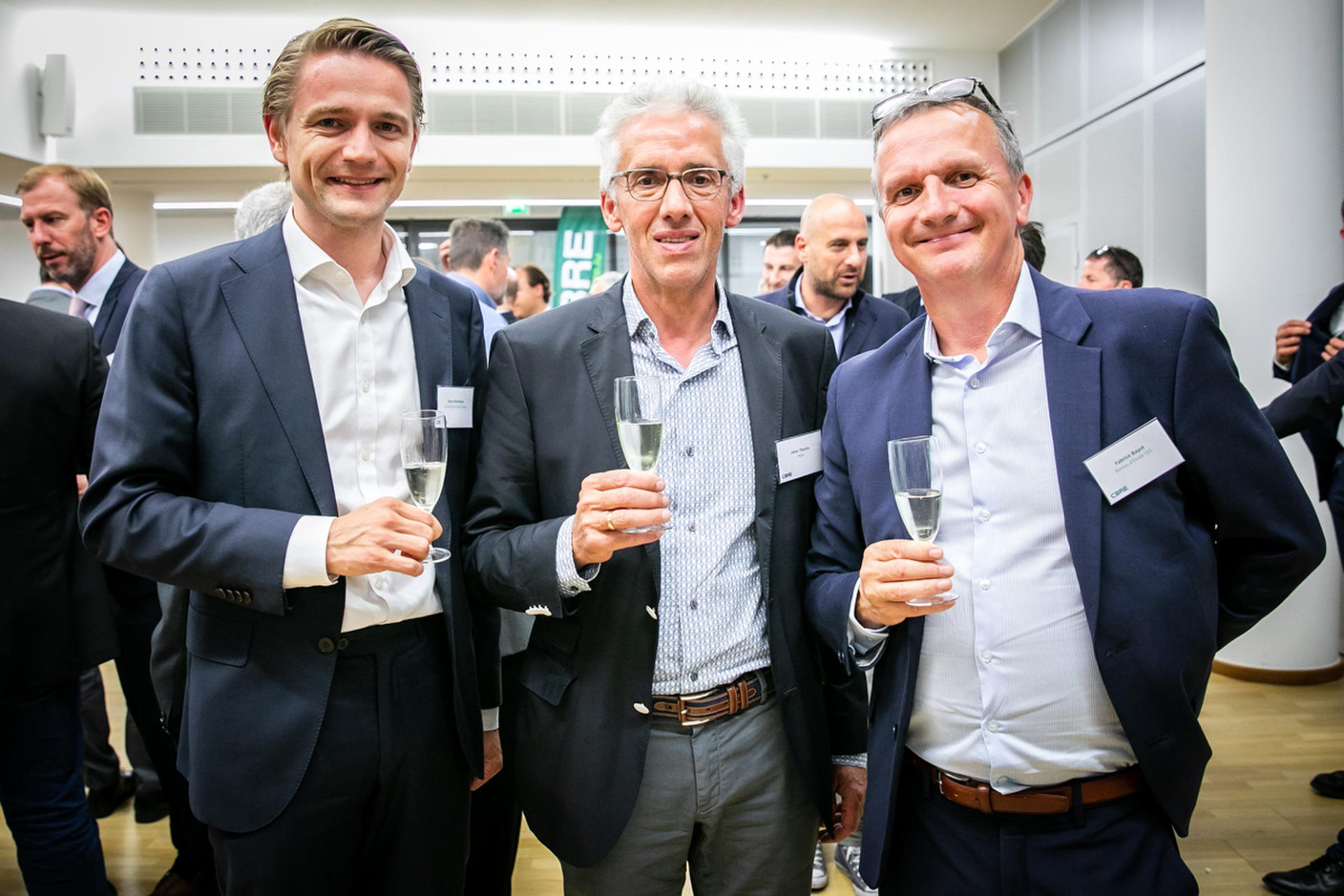 Daan Abrahams (Cording Real Estate Group), Johan Theunis (Pylos) et Fabrice Bayot (Bureau d'Etude CES) (Photos: Vincent Remy pour CBRE)