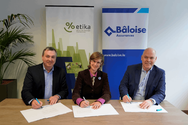 De gauche à droite, Romain Braas, administrateur-directeur général de Bâloise Assurances Luxembourg, Magali Paulus, présidente d’Etika, Laurent Heiles, directeur et membre du comité exécutif de Bâloise Assurances Luxembourg. (Photo: Bâloise Luxembourg)