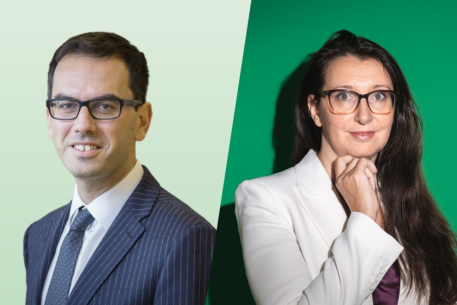 Ilario Attasi, group head of investment advisors and head of investment & client solutions at Quintet Private Bank, and Pascale Sicurani, senior wealth planner at Baloise Vie. (Photos: Quintet Private Bank, Julian Pierrot; Montage: Paperjam)