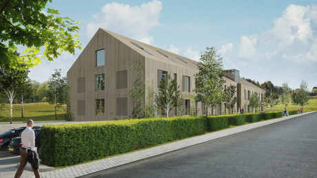 La façade de Bark est réalisée en lamelles de bois posées verticalement. (Illustration: Christian Bauer & Associés Architectes)