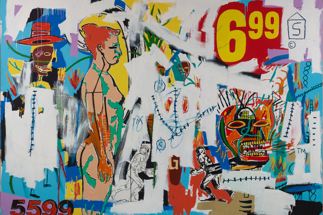 6.99 (1985) by Jean-Michel Basquiat and Andy Warhol is one of the paintings on display at the Fondation Louis Vuitton. Photo: © Reto Pedrini Photography; © Estate of Jean-Michel Basquiat Licensed by Artestar, New York; © The Andy Warhol Foundation for the Visual Arts, Inc. / Licensed by ADAGP, Paris 2023