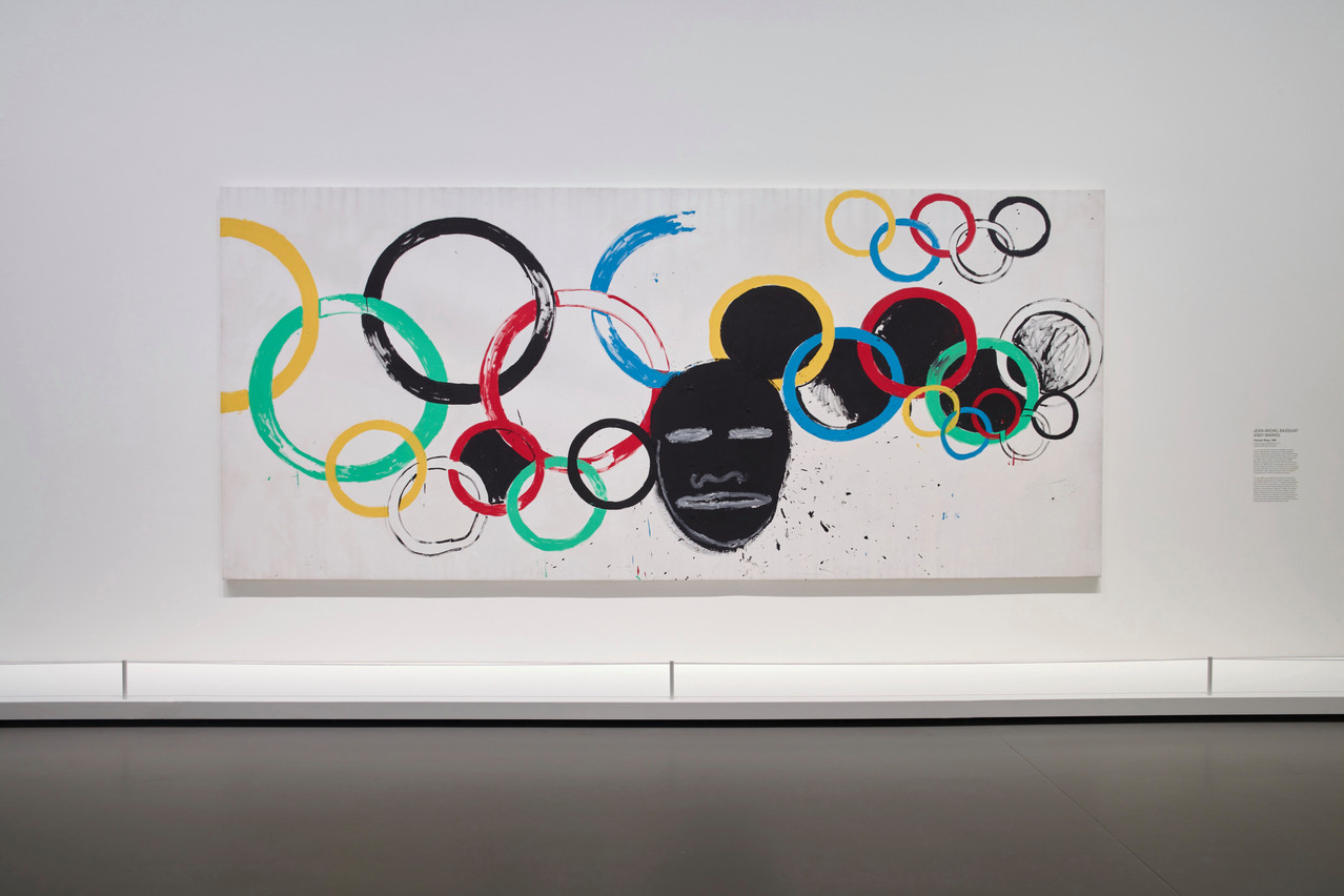 Jean Michel Basquiat, Andy Warhol, Olympic Rings (1985). © Estate of Jean-Michel Basquiat Licensed by Artestar, New York;© 2023 The Andy Warhol Foundation for the Visual Arts, Inc. / Licensed by ADAGP, Paris, © Fondation Louis Vuitton / Marc Domage