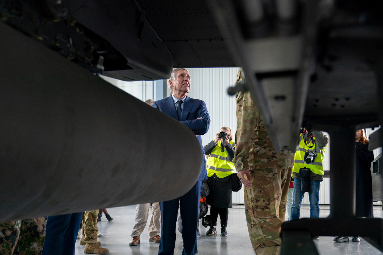 Defence minister François Bausch at the Lielvārde military air base on 3 May. Photo: SIP / Emmanuel Claude